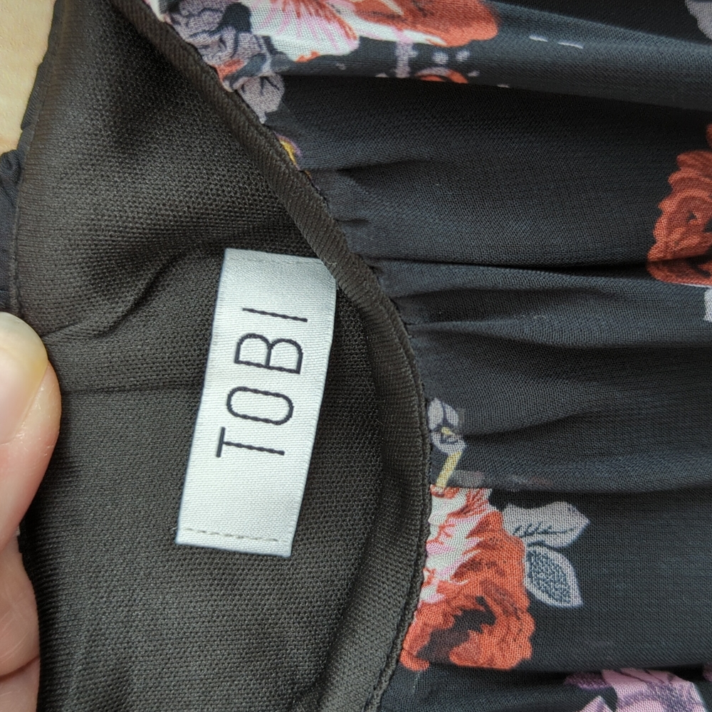 TOBI Black Floral Mini Dress Lace Sz S - Picture 5 of 8